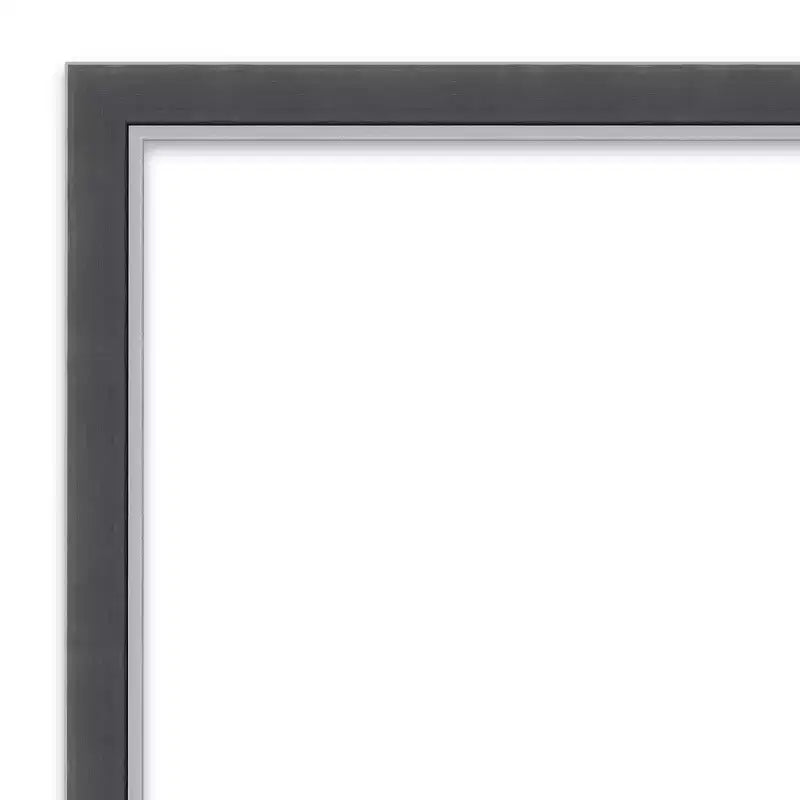 Miroir mural de salle de bain à cadre fin Eva, 30"x 24", noir/argent, rectangulaire moderne, biseauté, mural