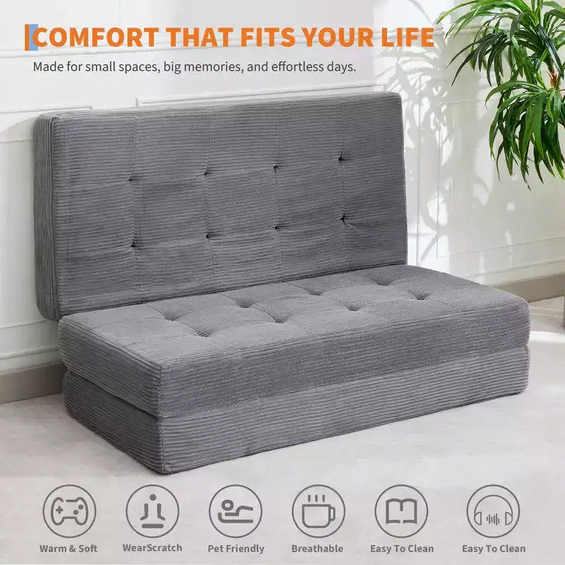 Matelas pliable trois sections de 6 pouces, canapé-lit de sol capitonné Queen, lit pliant avec mousse de support haute densité