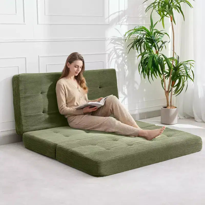 Matelas pliable trois sections de 6 pouces, canapé-lit de sol capitonné Queen, lit pliant avec mousse de support haute densité