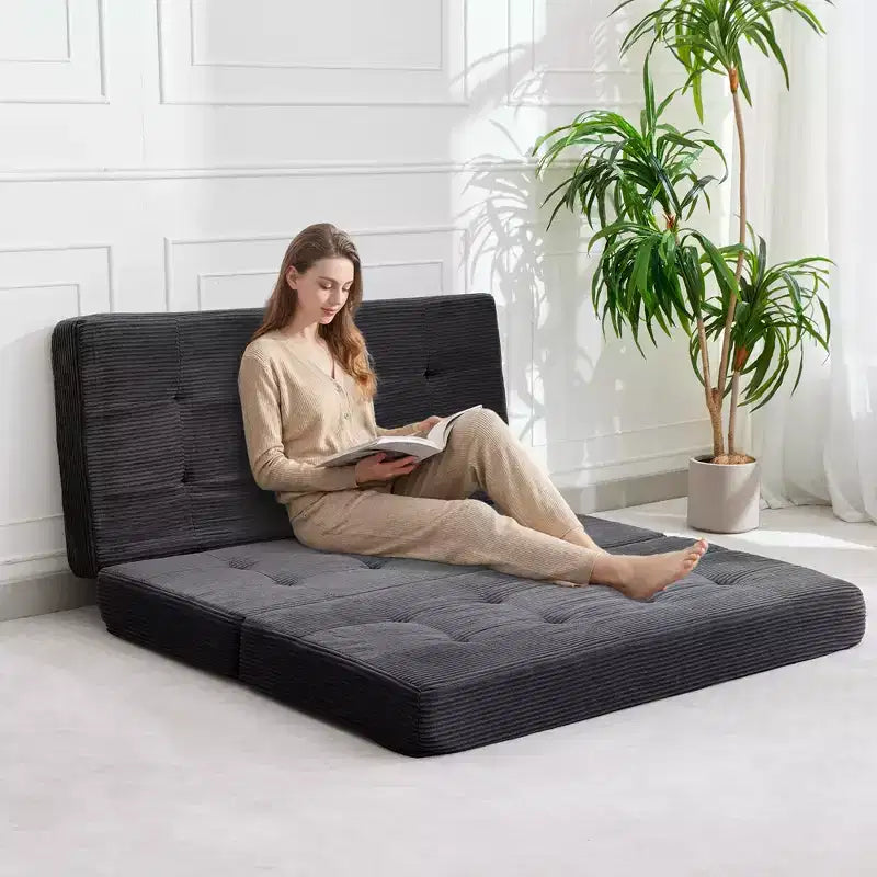 Matelas pliant trois sections 6 pouces capitonné Grand lit de sol, lit pliable avec mousse de soutien haute densité