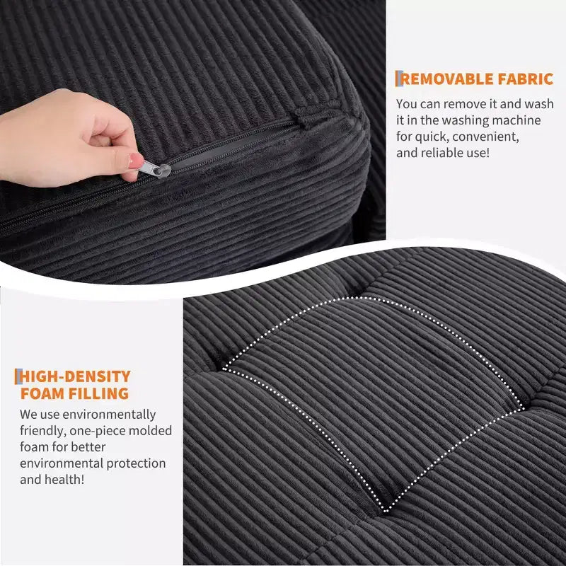 Matelas pliable trois sections de 6 pouces, canapé-lit de sol capitonné Queen, lit pliant avec mousse de support haute densité