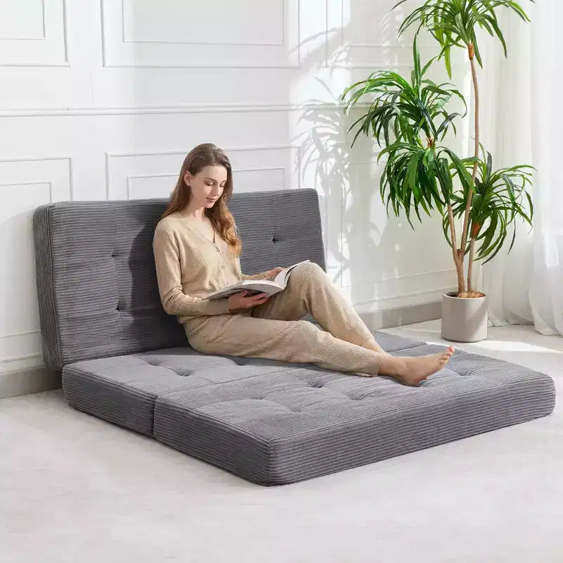 Matelas pliant trois sections 6 pouces capitonné Grand lit de sol, lit pliable avec mousse de soutien haute densité