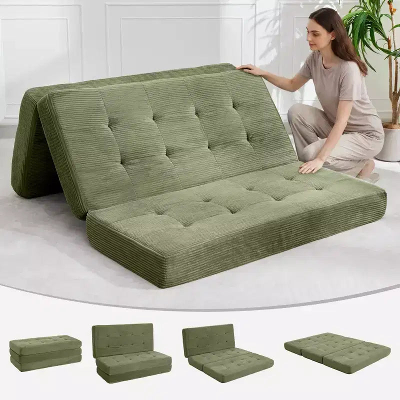Matelas pliant trois sections 6 pouces capitonné Grand lit de sol, lit pliable avec mousse de soutien haute densité