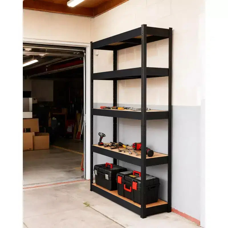 Étagère de garage 36x18x72, étagères réglables en métal robustes, rayonnage de rangement à 5 niveaux, capacité de 1134 kg, acier de qualité industrielle avec panneaux MDF
