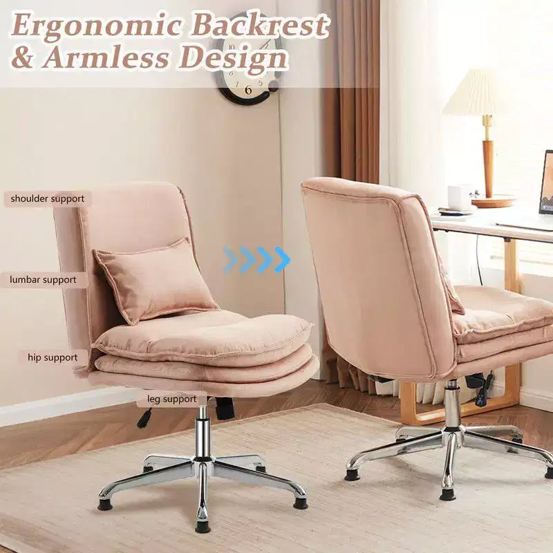Chaise de bureau ergonomique pivotante sans accoudoirs, réglable en hauteur
