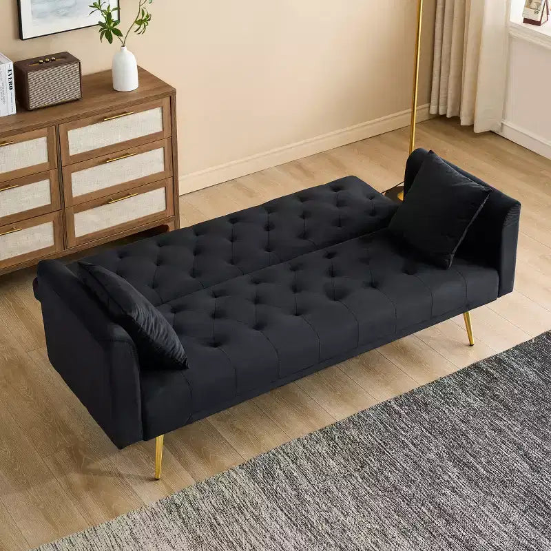 Canapé-lit convertible en velours de 180 cm pour salon, chambre et bureau