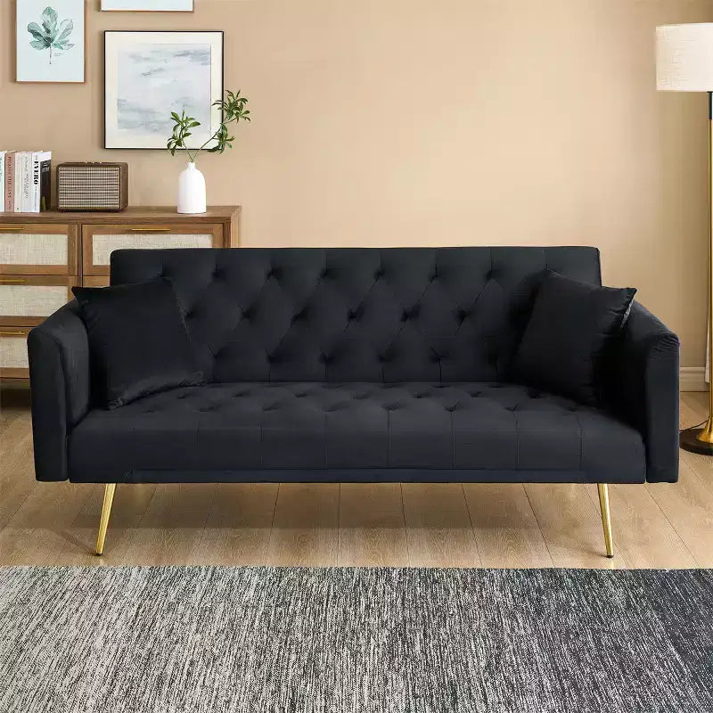 Canapé-lit convertible en velours de 180 cm pour salon, chambre et bureau