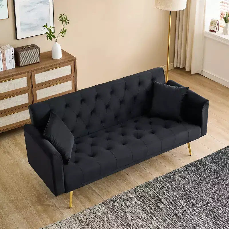 Canapé-lit convertible en velours de 180 cm pour salon, chambre et bureau