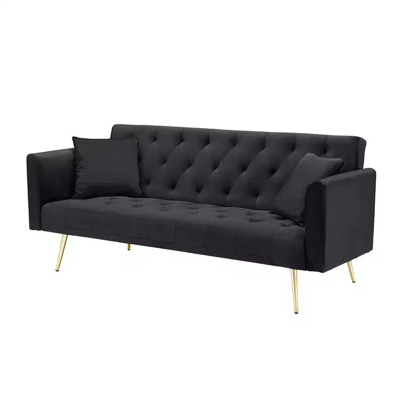 Canapé-lit convertible en velours de 180 cm pour salon, chambre et bureau
