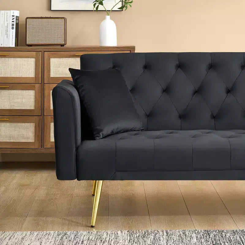 Canapé-lit convertible en velours de 180 cm pour salon, chambre et bureau
