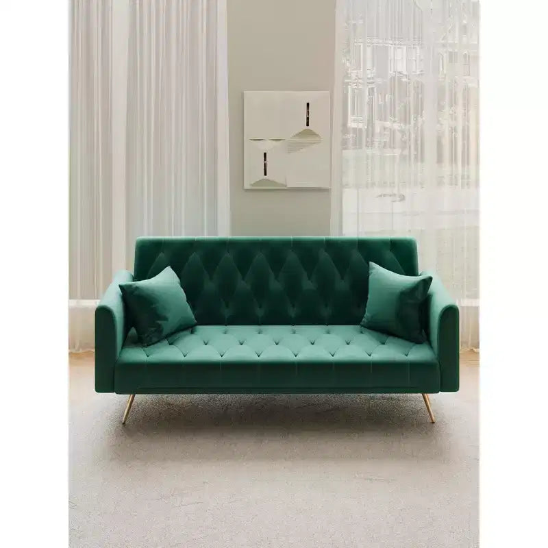Canapé-lit convertible en velours de 180 cm pour salon, chambre et bureau