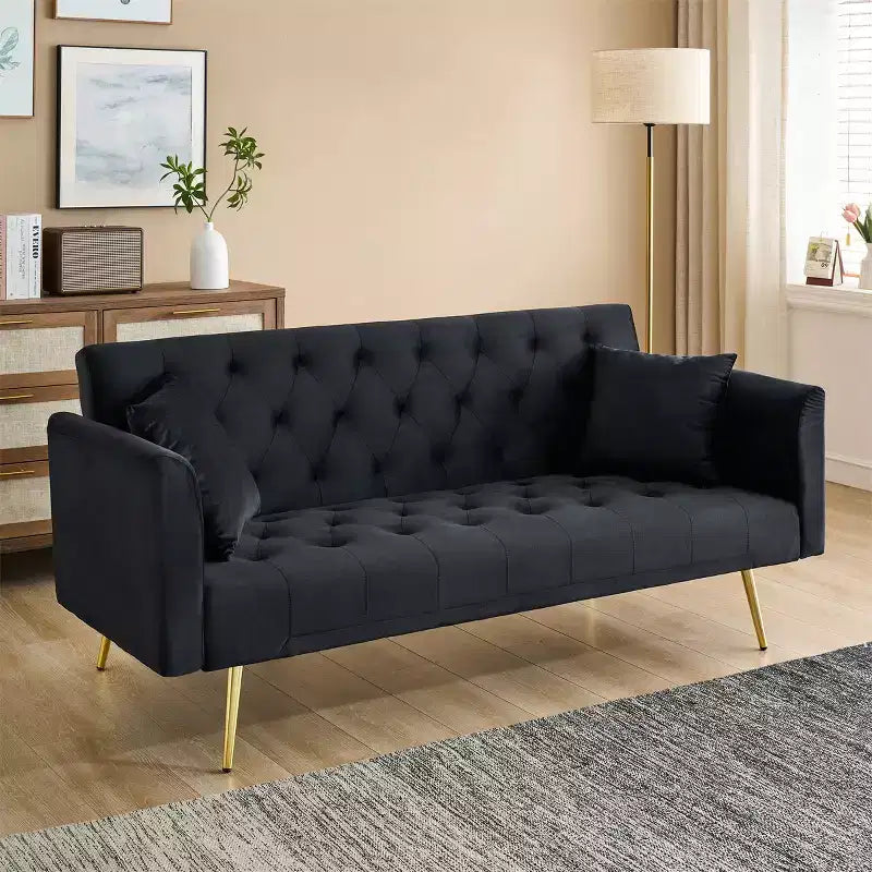 Canapé-lit convertible en velours de 180 cm pour salon, chambre et bureau