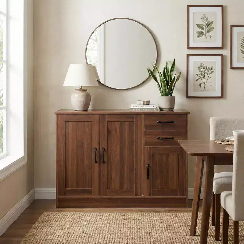 43.3 Buffet bahut moderne en bois avec portes et tiroirs meuble de rangement