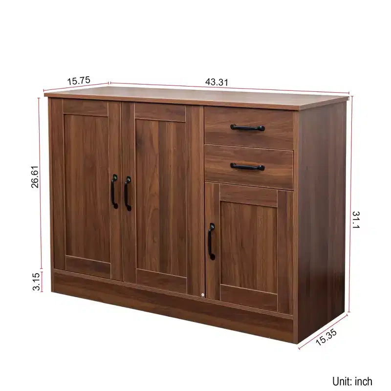 43.3 Buffet bahut moderne en bois avec portes et tiroirs meuble de rangement