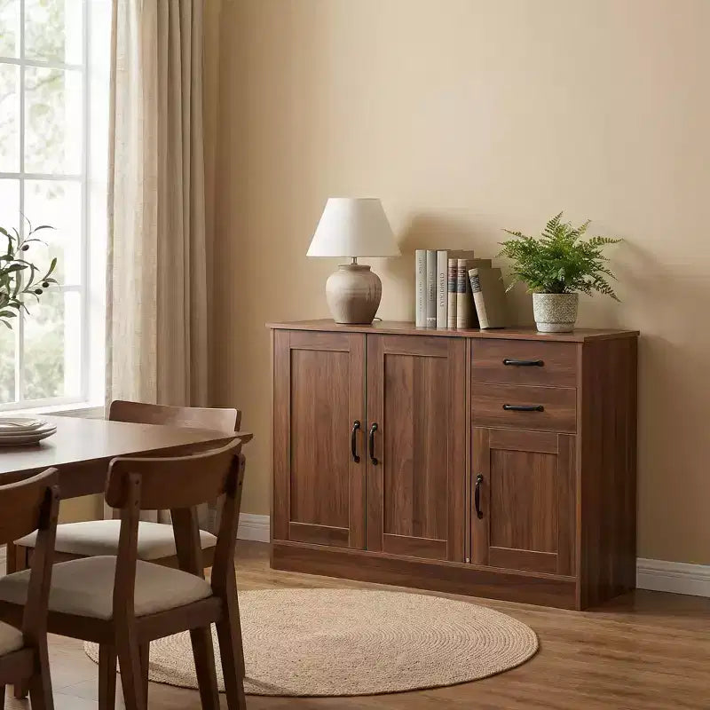 43.3 Buffet bahut moderne en bois avec portes et tiroirs meuble de rangement