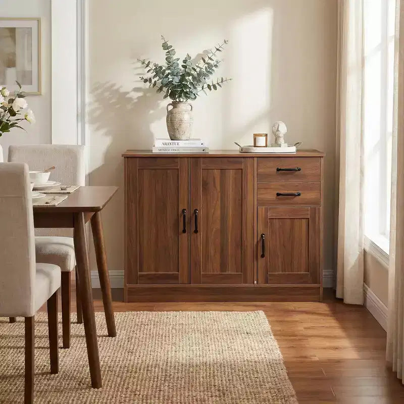 43.3 Buffet bahut moderne en bois avec portes et tiroirs meuble de rangement
