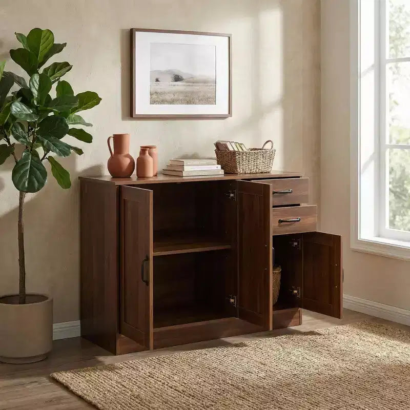 43.3 Buffet bahut moderne en bois avec portes et tiroirs meuble de rangement