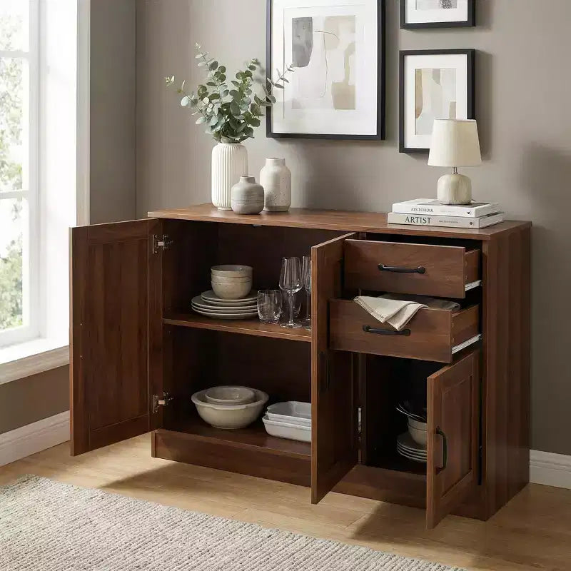 43.3 Buffet bahut moderne en bois avec portes et tiroirs meuble de rangement