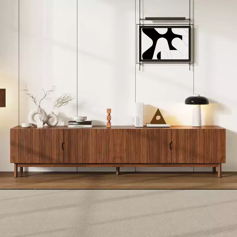 87 TV Stand for TVs up to 90, TV Console Media Console TV Cabinet Media Entertainment Center with Groove Soft-close Door&Solid Wood Leg - ModernLuxe