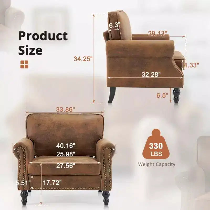 Fauteuil d'appoint classique simple couleur rouille