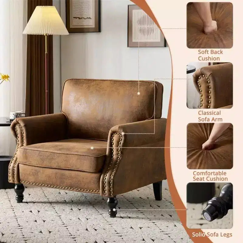 Fauteuil d'appoint classique simple couleur rouille