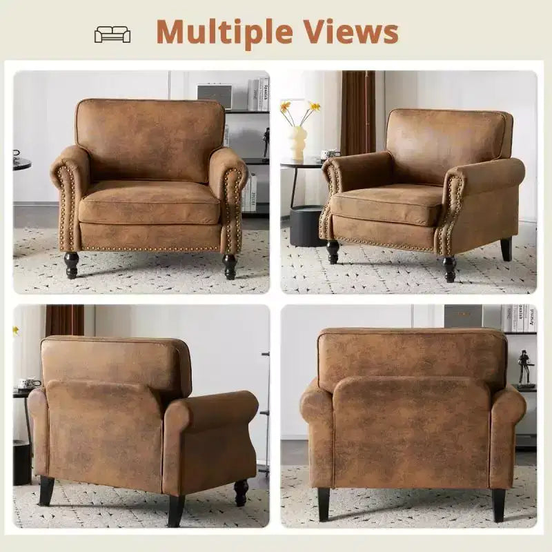 Fauteuil d'appoint classique simple couleur rouille