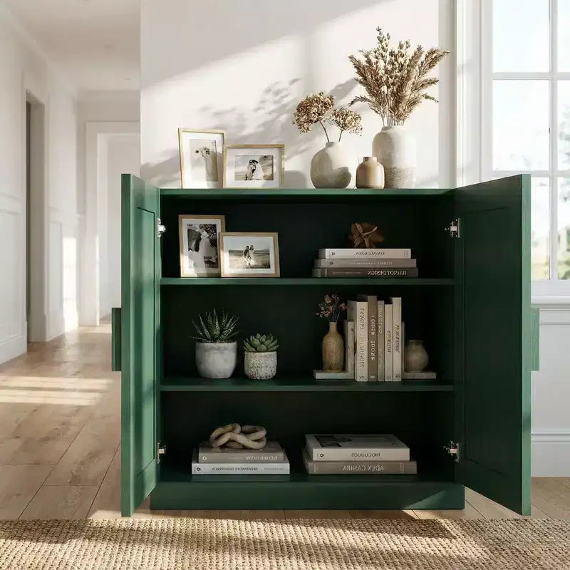 Meuble d'appoint autonome à 2 portes avec étagères réglables, buffet de rangement, armoire de garde-manger pour entrée, salon, cuisine, chambre à coucher