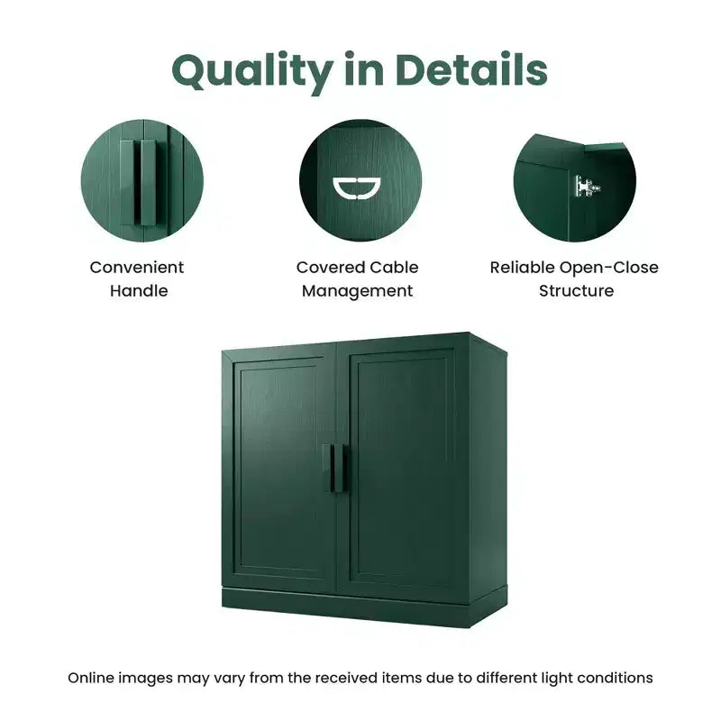 Meuble d'appoint autonome à 2 portes avec étagères réglables, buffet de rangement, armoire de garde-manger pour entrée, salon, cuisine, chambre à coucher