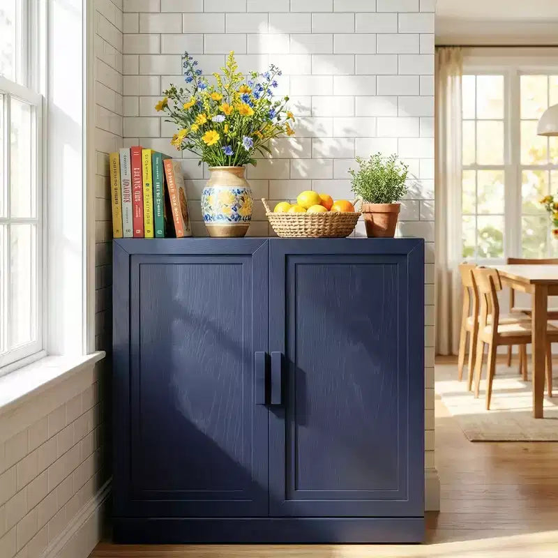 Meuble d'appoint autonome à 2 portes avec étagères réglables, buffet de rangement, armoire de garde-manger pour entrée, salon, cuisine, chambre à coucher
