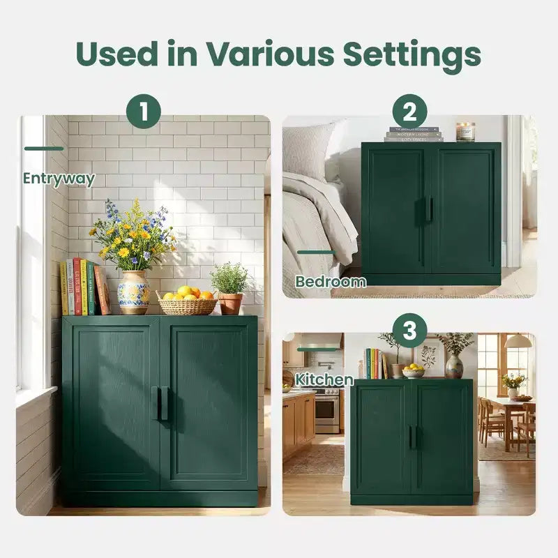 Meuble d'appoint autonome à 2 portes avec étagères réglables, buffet de rangement, armoire de garde-manger pour entrée, salon, cuisine, chambre à coucher