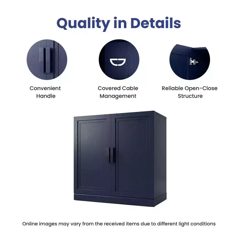 Meuble d'appoint autonome à 2 portes avec étagères réglables, buffet de rangement, armoire de garde-manger pour entrée, salon, cuisine, chambre à coucher