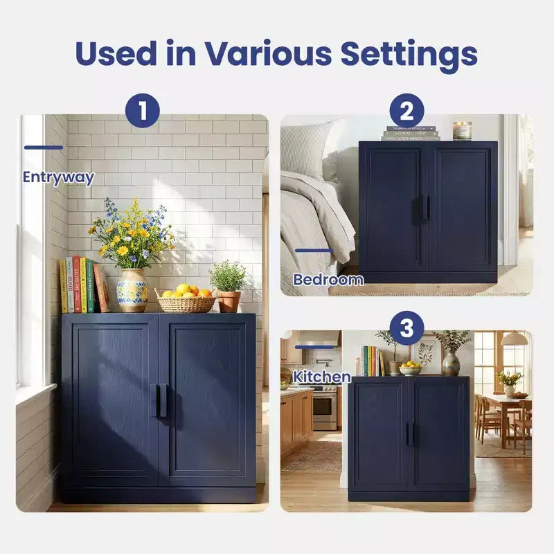 Meuble d'appoint autonome à 2 portes avec étagères réglables, buffet de rangement, armoire de garde-manger pour entrée, salon, cuisine, chambre à coucher