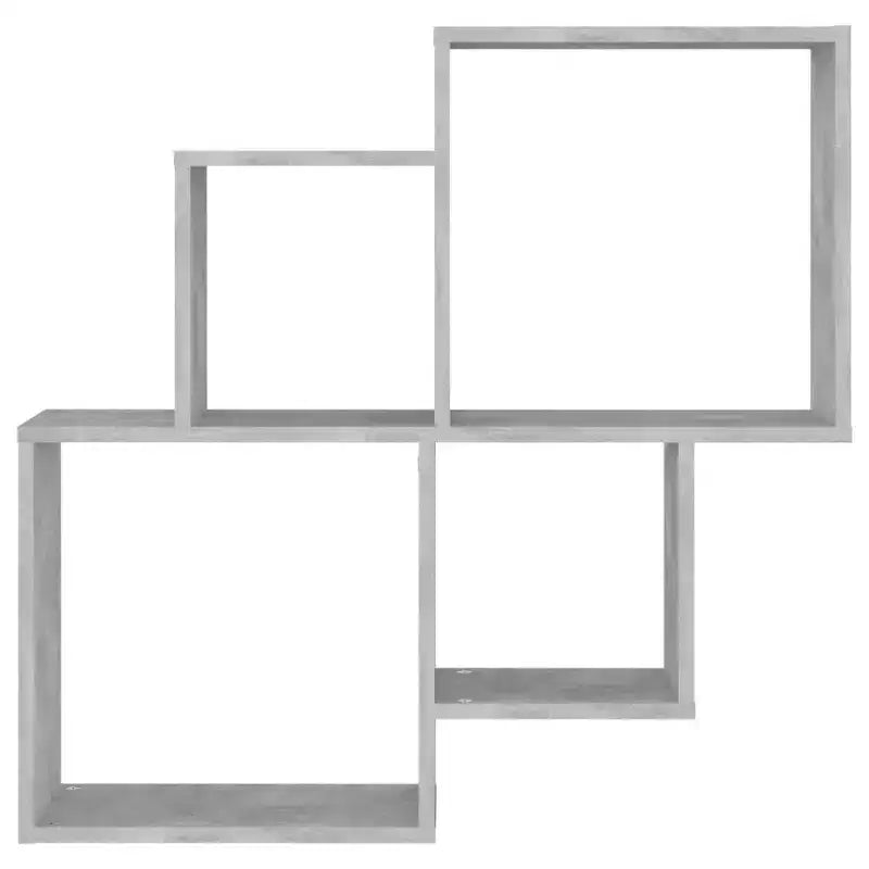 Étagère murale cube en bois composite gris béton, moyenne, capacité de 40 kg
