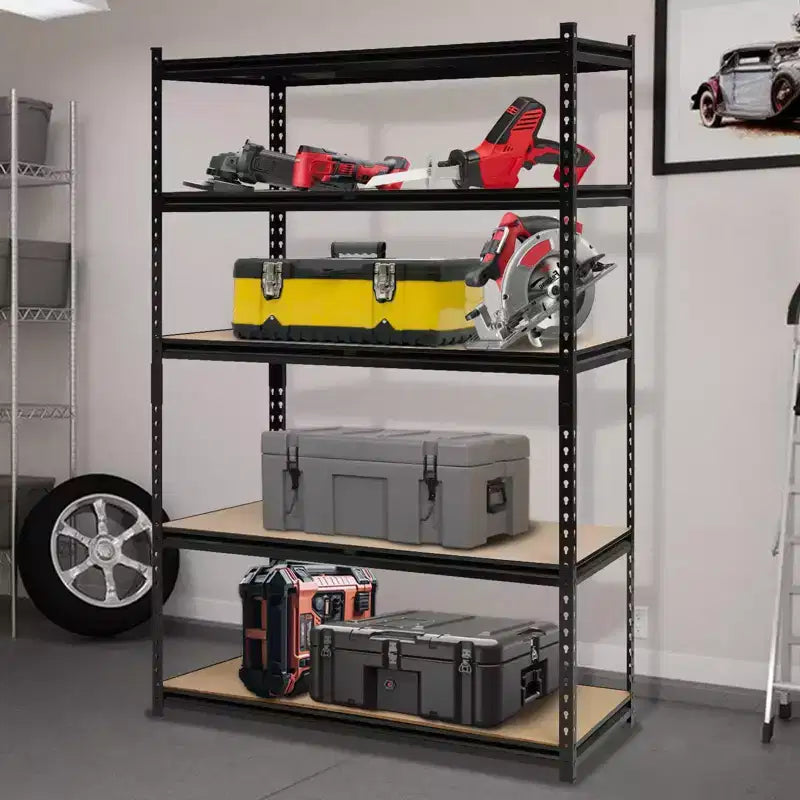 Étagères de Rangement de Garage, Rayonnage Métallique Robuste Ajustable, Étagères de Rangement Ajustables à 5 Niveaux, Étagères de Rangement Utilitaire en Métal pour Entrepôt