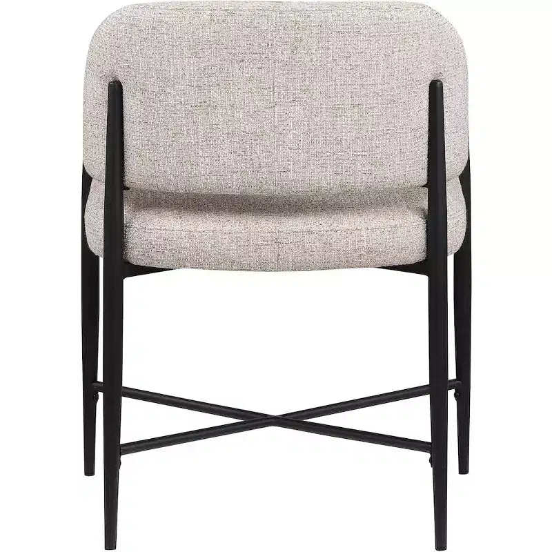 Chaise de salle à manger en tissu beige avec structure en fer noir mat, lot de 2