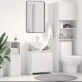vidaXL Armoire de salle de bain blanc Bois d'ingénierie Armoire de salle de bain moyenne