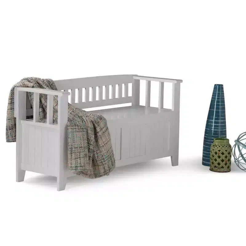 Banc de rangement d'entrée en bois massif de 48 po avec plateau relevable et 2 compartiments
