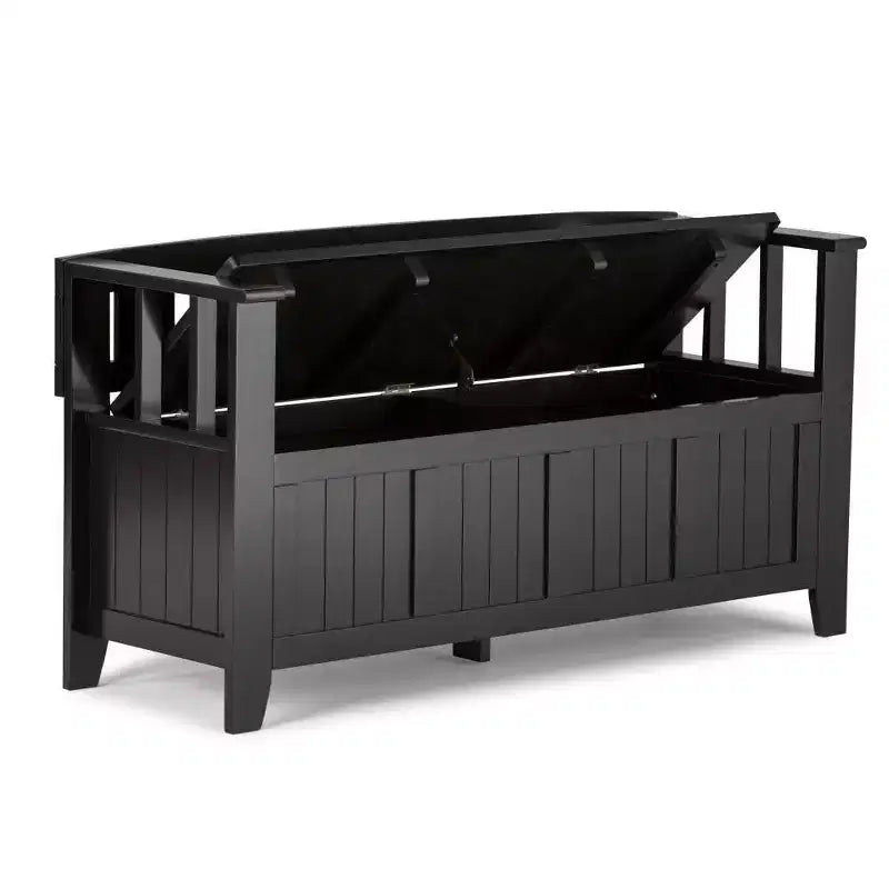 Banc de rangement d'entrée en bois massif de 48 po avec plateau relevable et 2 compartiments