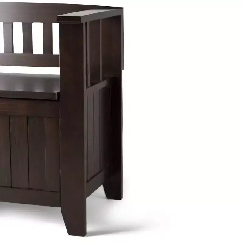 Banc de rangement d'entrée en bois massif de 48 po avec plateau relevable et 2 compartiments