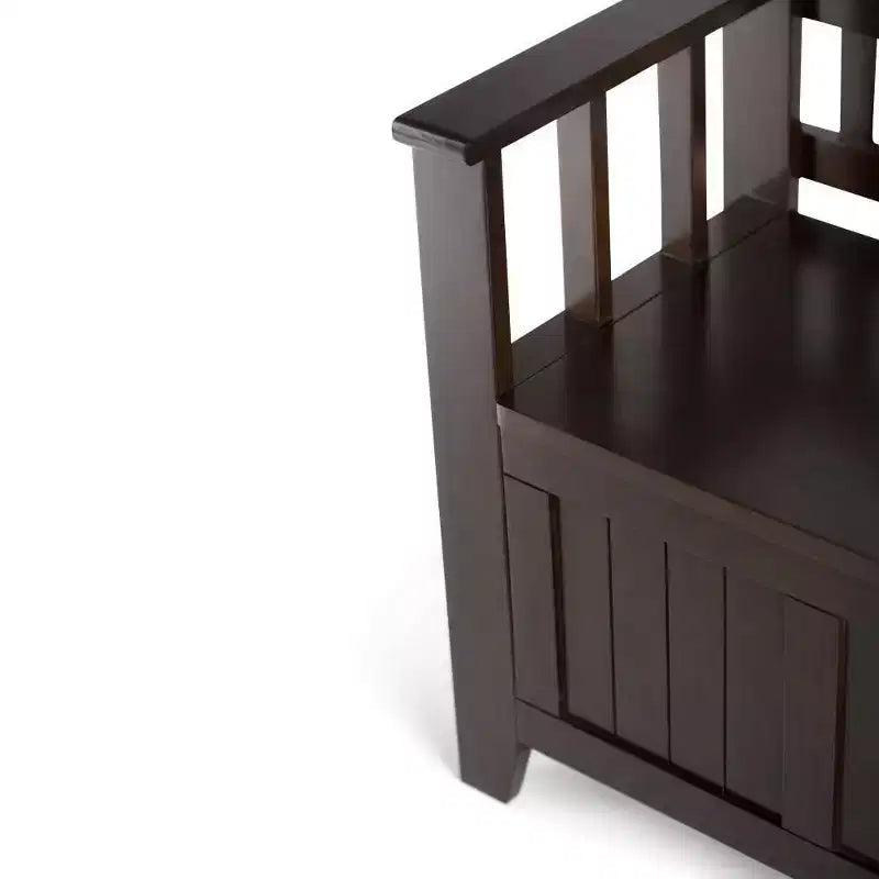 Banc de rangement d'entrée en bois massif de 48 po avec plateau relevable et 2 compartiments