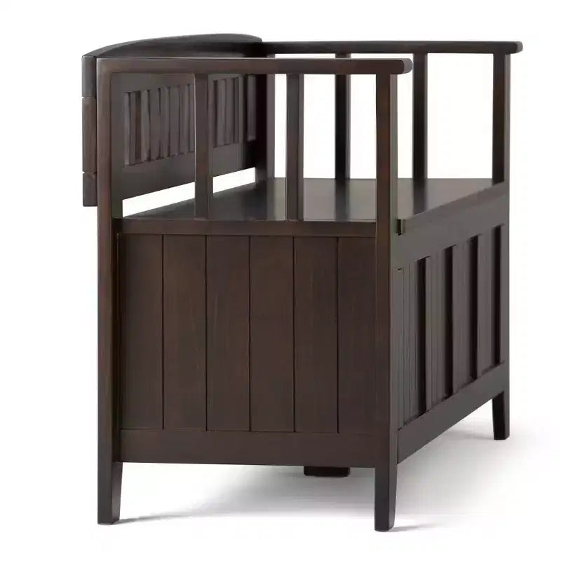 Banc de rangement d'entrée en bois massif de 48 po avec plateau relevable et 2 compartiments