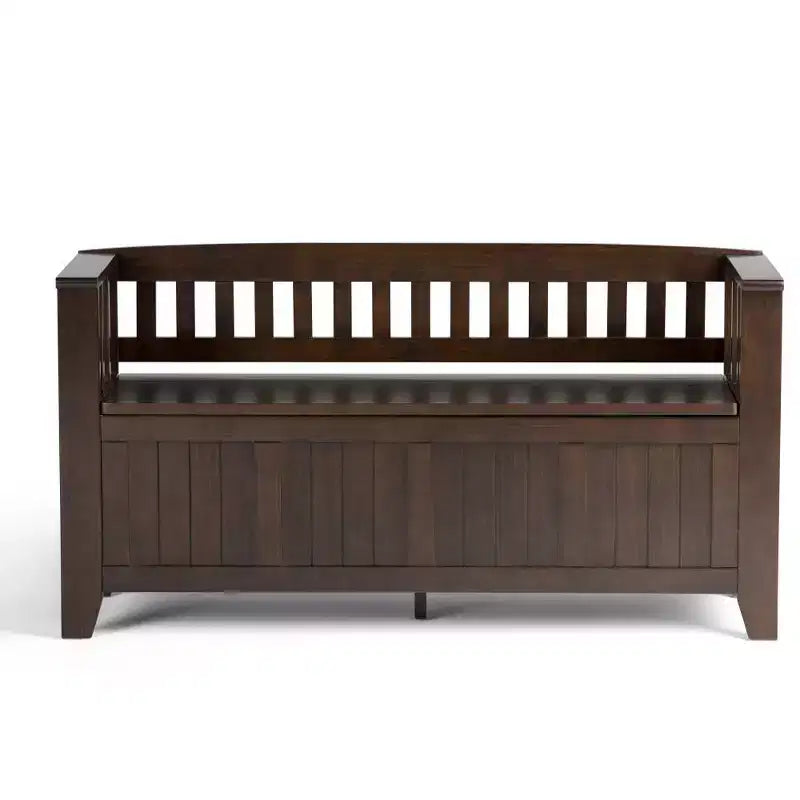 Banc de rangement d'entrée en bois massif de 48 po avec plateau relevable et 2 compartiments