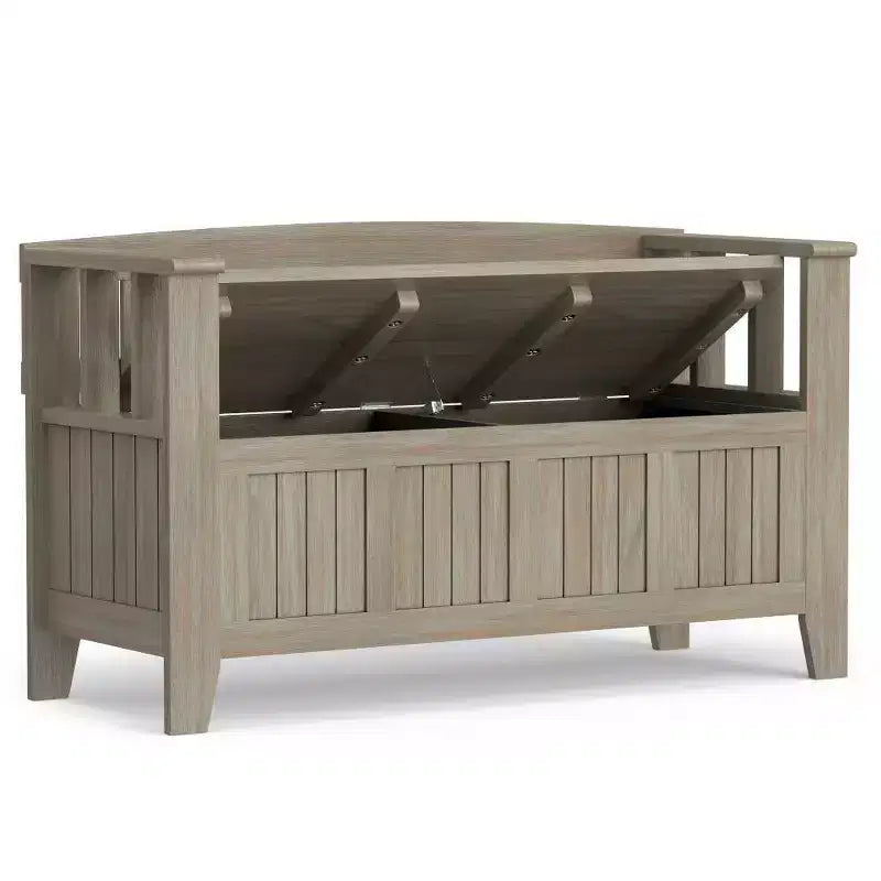 Banc de rangement d'entrée en bois massif de 48 po avec plateau relevable et 2 compartiments