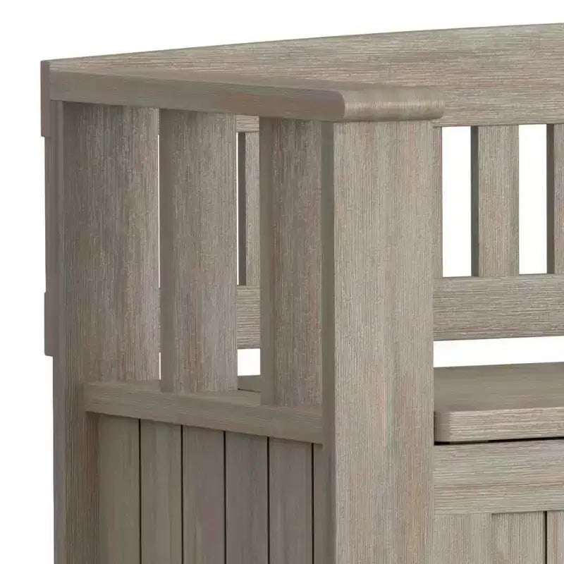 Banc de rangement d'entrée en bois massif de 48 po avec plateau relevable et 2 compartiments