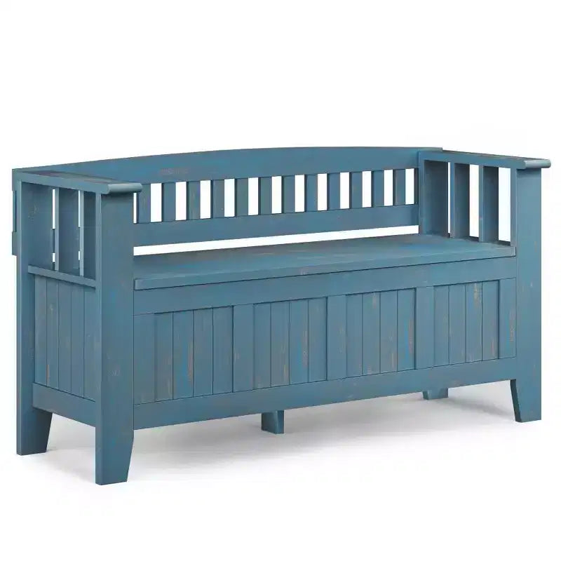 Banc de rangement d'entrée en bois massif de 48 po avec plateau relevable et 2 compartiments