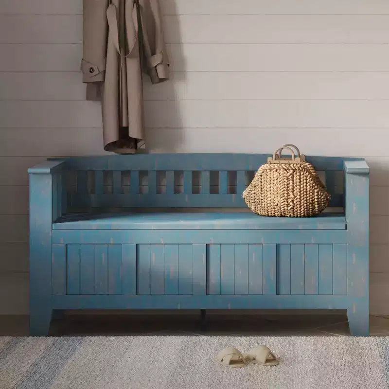 Banc de rangement d'entrée en bois massif de 48 po avec plateau relevable et 2 compartiments