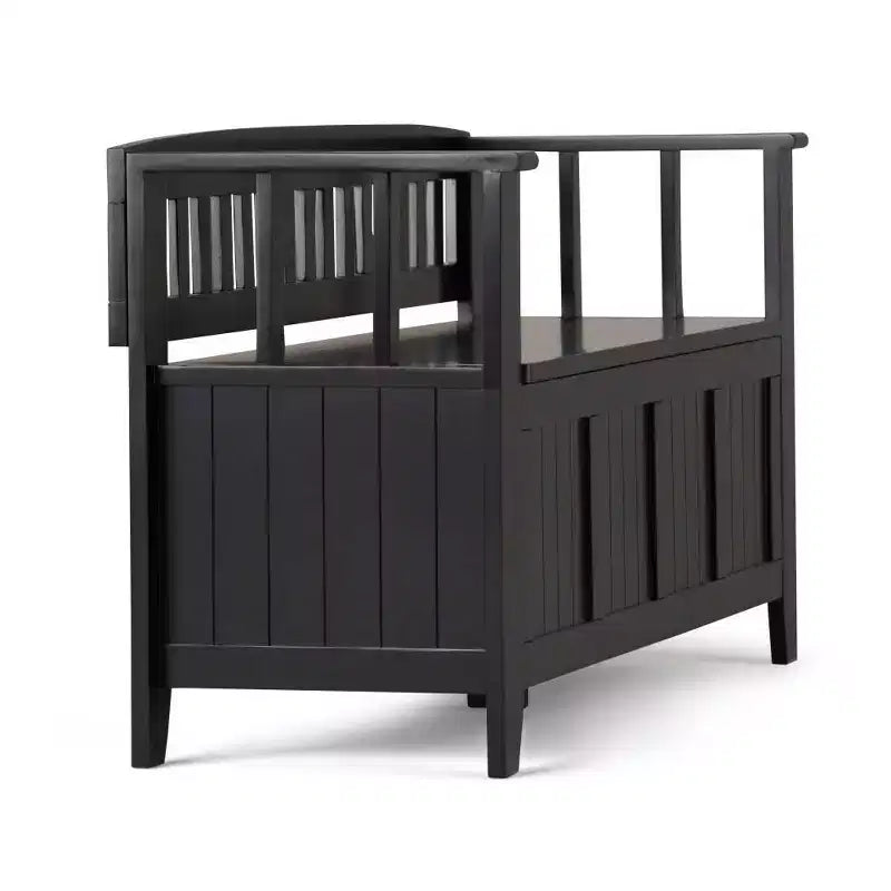 Banc de rangement d'entrée en bois massif de 48 po avec plateau relevable et 2 compartiments