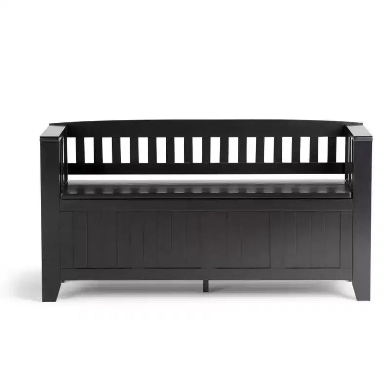 Banc de rangement d'entrée en bois massif de 48 po avec plateau relevable et 2 compartiments
