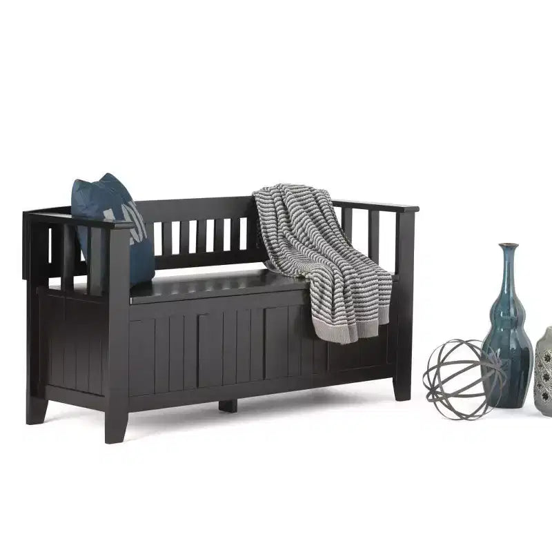 WyndenHall Normandy Solid Wood Entryway Storage Bench