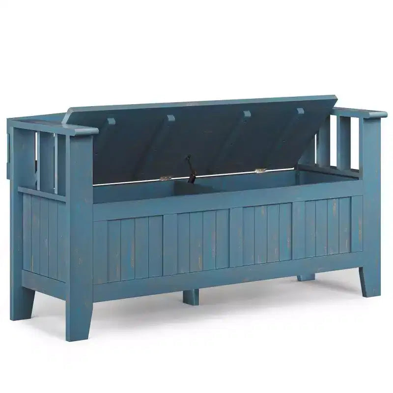 Banc de rangement d'entrée en bois massif de 48 po avec plateau relevable et 2 compartiments